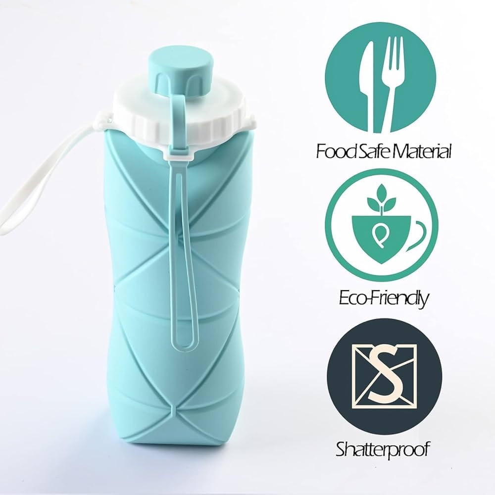 Multicolour Silicone Collapsible 600 ml Water Bottle – 100% BPA-Free, Food-Grade & Travel Friendly