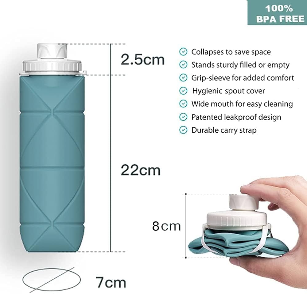 Multicolour Silicone Collapsible 600 ml Water Bottle – 100% BPA-Free, Food-Grade & Travel Friendly